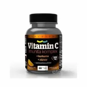 Vitamín C 500 mg Imunita komplex SALUTEM cmúľacie tablety s kurkumou a zázvorom, pomarančová príchuť 60 tbl