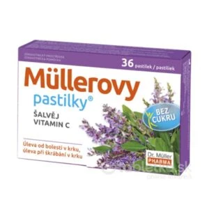 Müllerove pastilky so šalviou a vitamínom C bez cukru 36ks