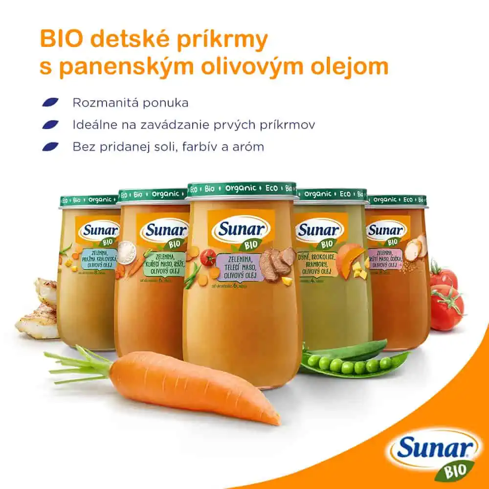 Sunar BIO detské príkrmy s panenským olivovým olejom