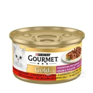 GOURMET GOLD Cat hovädzie a kura v omáčke 12x85g